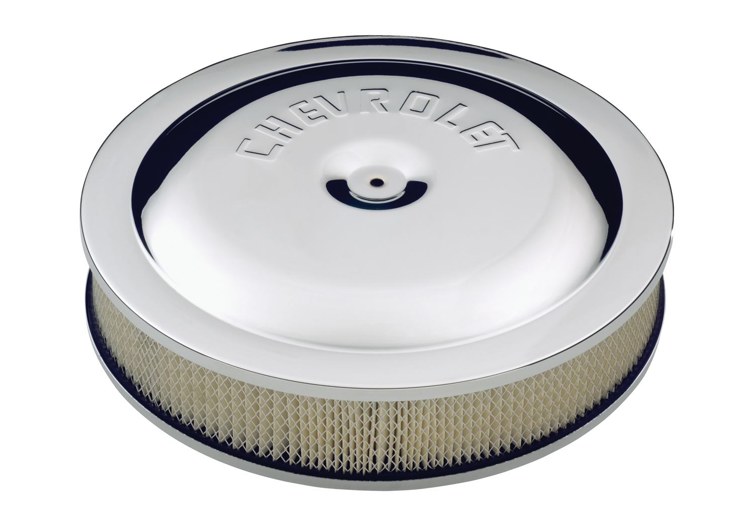 Proform Air Cleaner Kit Chrome Embossed Chevy Logo 14 Inch Diameter W/Center Nut Chevrolet Performance Parts
