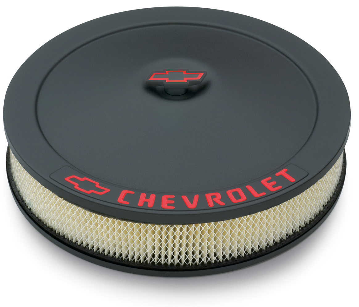 Proform Engine Air Cleaner Kit 14 Inch Diameter Black Crinkle Chevy Lettering W/Bowtie Nut Chevrolet Performance Parts