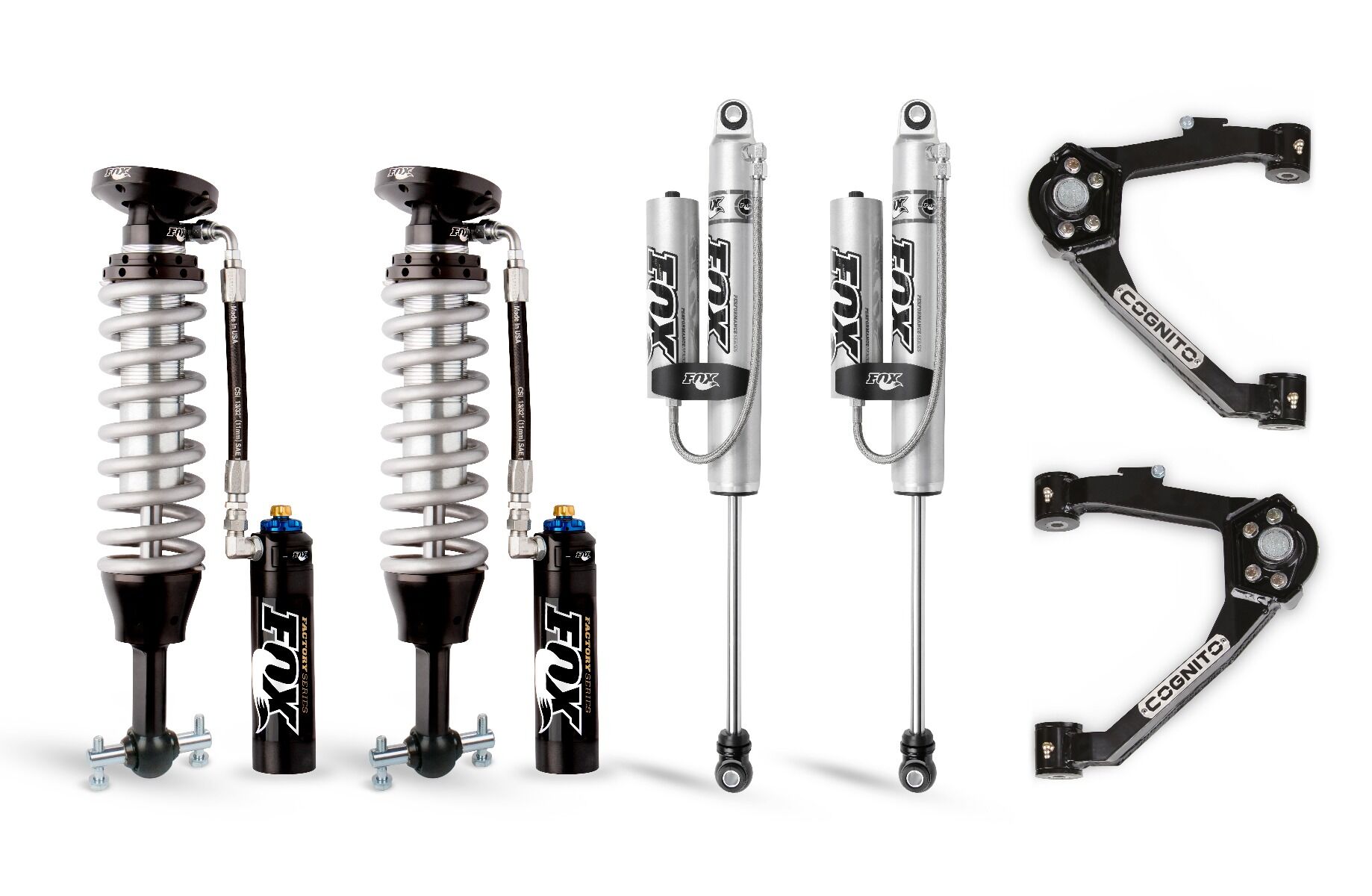 Cognito 210-P1013 3-Inch Elite Leveling Kit with Fox FSRR Shocks | 14-18 GM 1500 OE Cast/Stamped Steel Arms