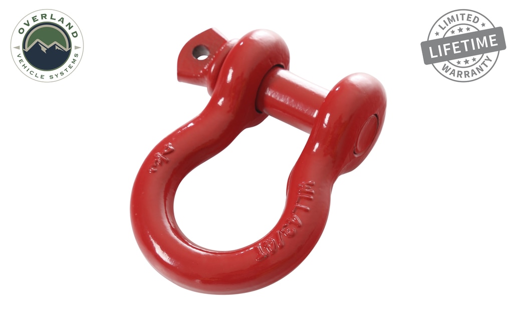 Overland Vehicle Systems 3/4in Recovery Shackle, 4.75-Ton - Red