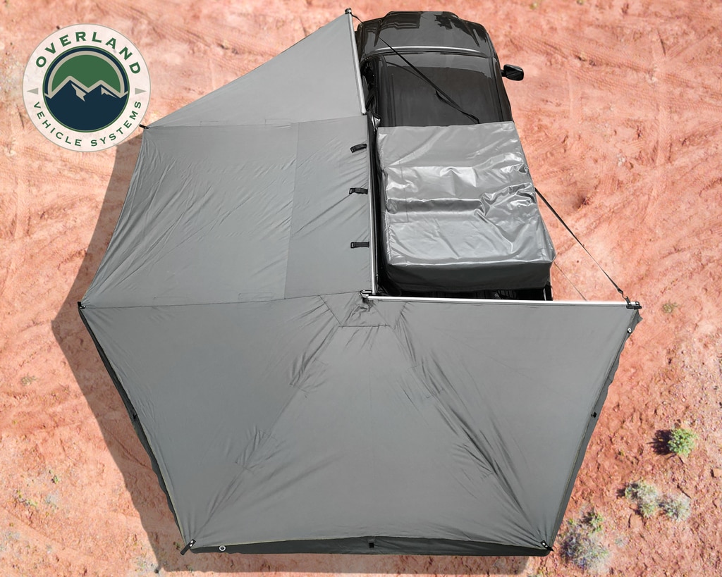 Overland Vehicle Systems Nomadic 270-Degree Awning, Dark Gray w/Black Transit Cover, Driver Side