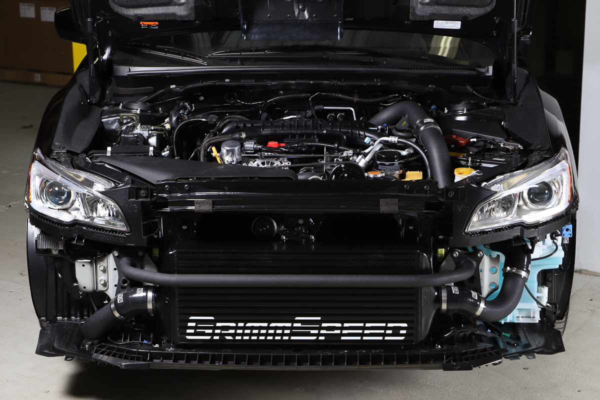 Front Mount Intercooler Kit Black Coated Inc. Red Piping For Subaru 15-21 WRX GrimmSpeed