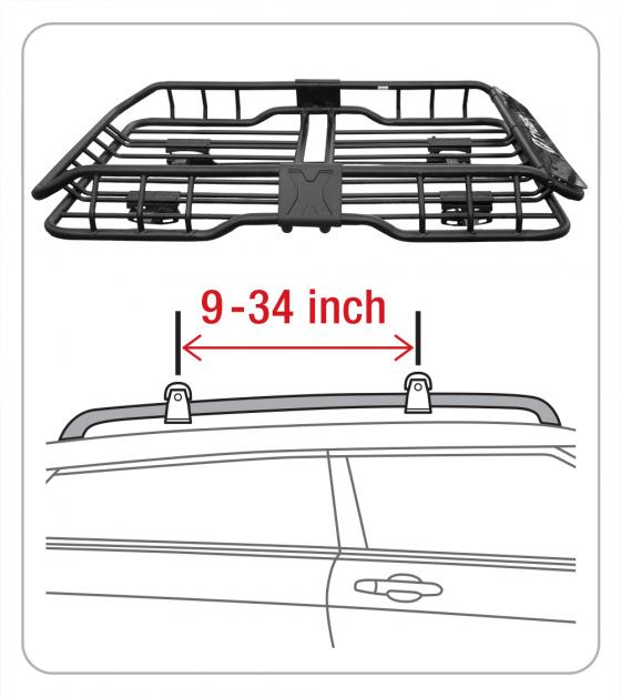 Tyger Heavy Duty Roof Mounted Cargo Basket Rack, L47.25 x W36.6 x H5.9, Roof Top Luggage Carrier, with Wind Fairing
